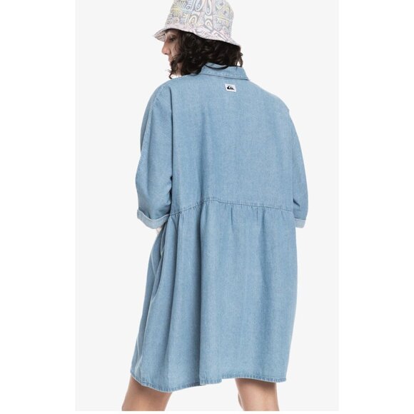 $70 Quiksilver Women’s Sunscape Shirt Dress Blue Size M/L - Picture 6 of 6